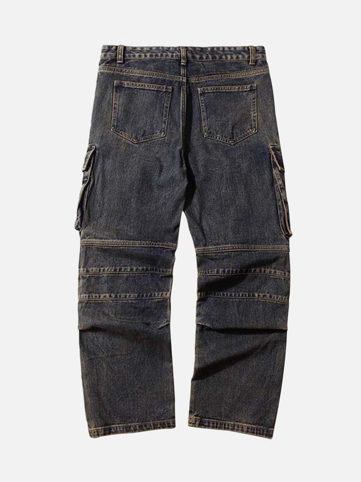 TALISHKO - Washed And Distressed Multi-pocket Jeans, streetwear fashion, talishko.com