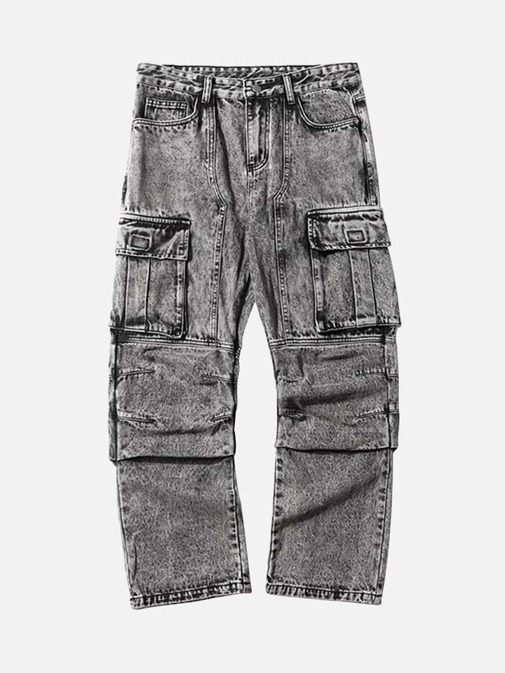 TALISHKO - Washed And Distressed Multi-pocket Jeans, streetwear fashion, talishko.com