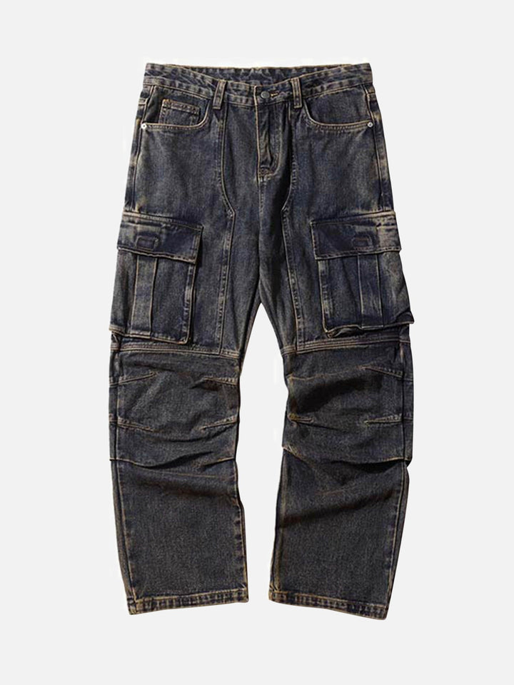 TALISHKO - Washed And Distressed Multi-pocket Jeans, streetwear fashion, talishko.com