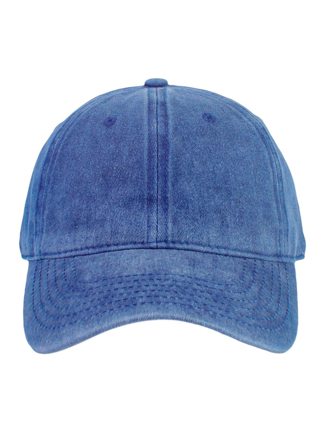 Front view of a blue washed canvas cap, ideal for a relaxed look by TALISHKO.