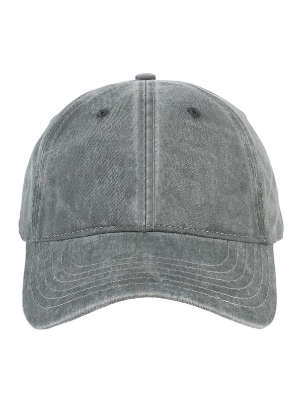 Front view of a light gray washed canvas cap by TALISHKO, perfect for casual street style.