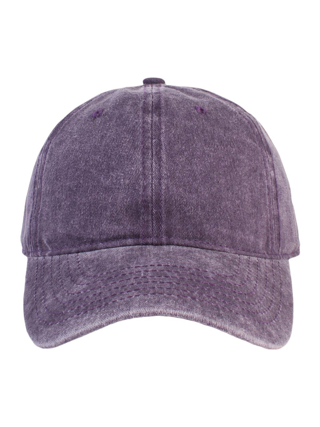 Front view of a purple washed canvas cap by TALISHKO, adding a stylish touch to casual outfits.
