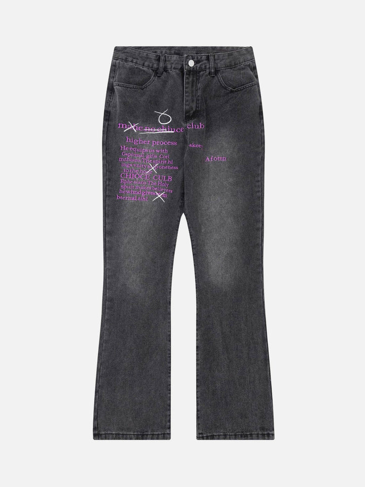 TALISHKO - Washed Distressed Letter Embroidered Jeans, streetwear fashion, talishko.com