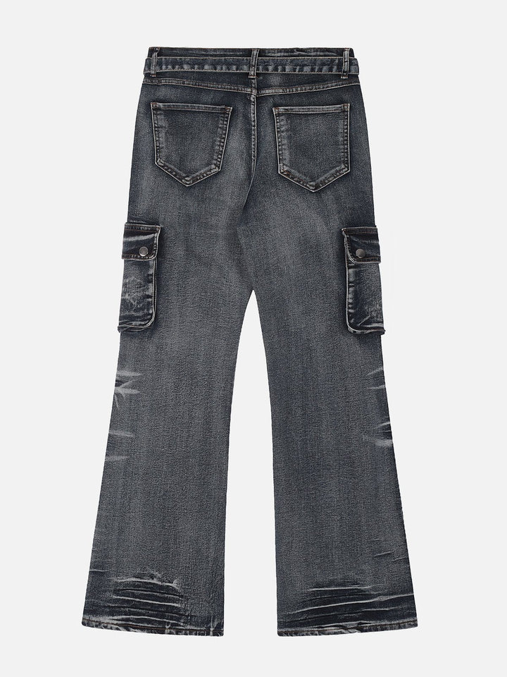 TALISHKO - Washed Distressed Patchwork Jeans - streetwear fashion - talishko.com