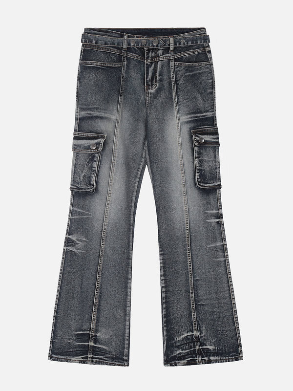 TALISHKO - Washed Distressed Patchwork Jeans - streetwear fashion - talishko.com