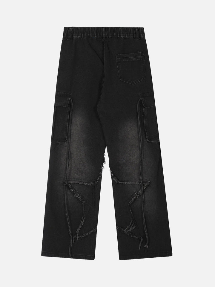 TALISHKO - Washed Distressed Star Jeans, streetwear fashion, talishko.com