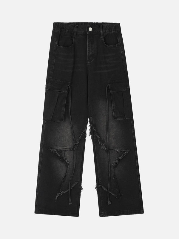 TALISHKO - Washed Distressed Star Jeans, streetwear fashion, talishko.com