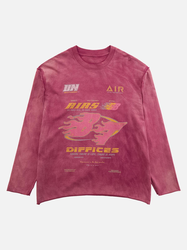 Front view of rose long sleeve T-shirt by TALISHKO with bold graphic design.