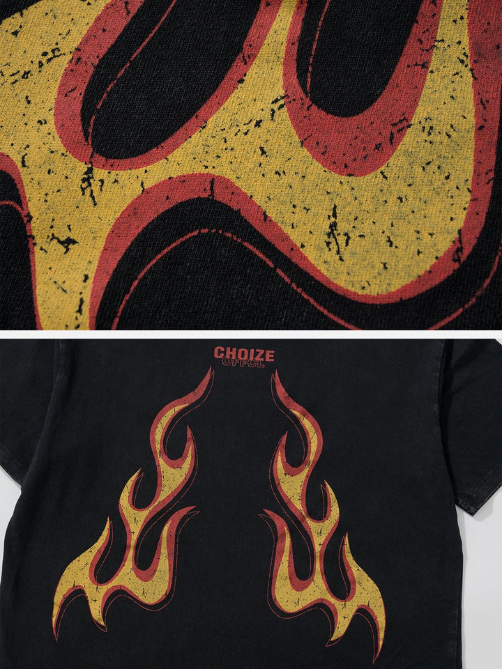 TALISHKO - Washed Flame Print Tee- streetwear fashion - talishko.com