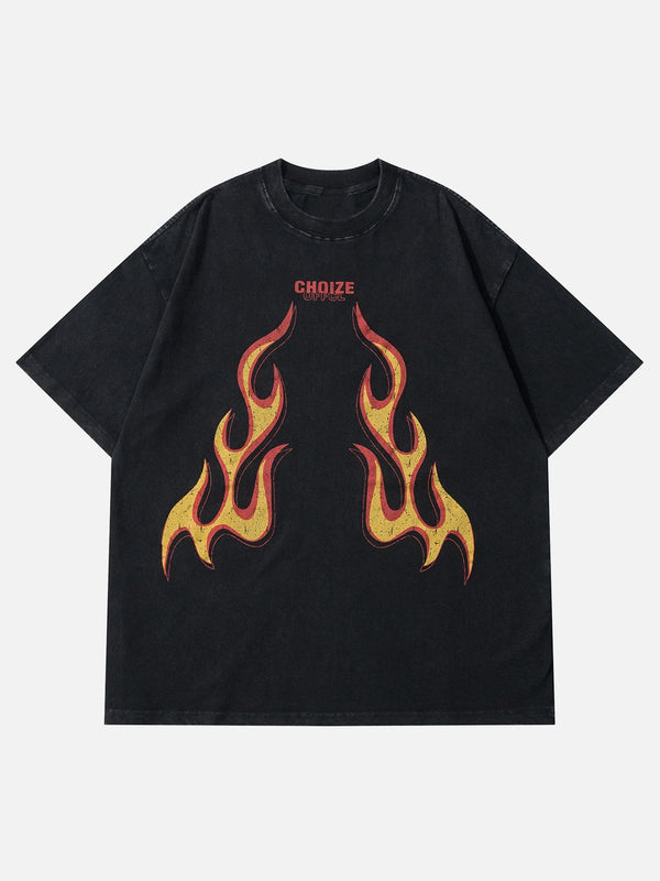 TALISHKO - Washed Flame Print Tee- streetwear fashion - talishko.com