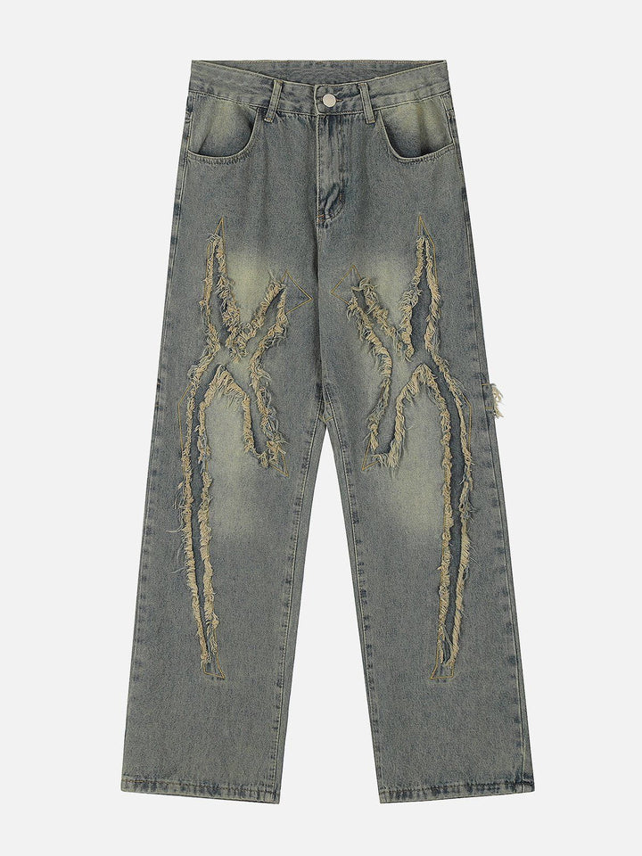 TALISHKO - Washed Fringe Jeans, streetwear fashion, talishko.com