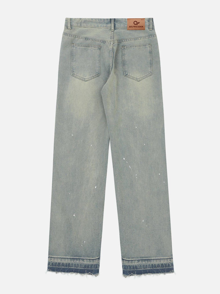 TALISHKO - Washed Fringe Straight Jeans, streetwear fashion, talishko.com