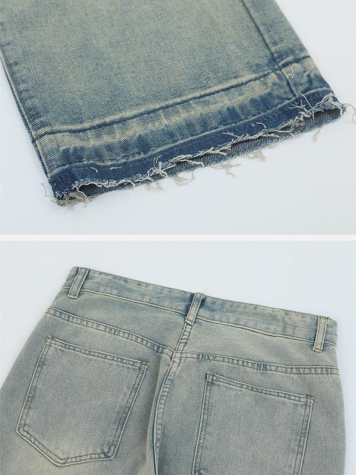 TALISHKO - Washed Fringe Straight Jeans, streetwear fashion, talishko.com