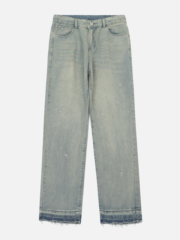 TALISHKO - Washed Fringe Straight Jeans, streetwear fashion, talishko.com