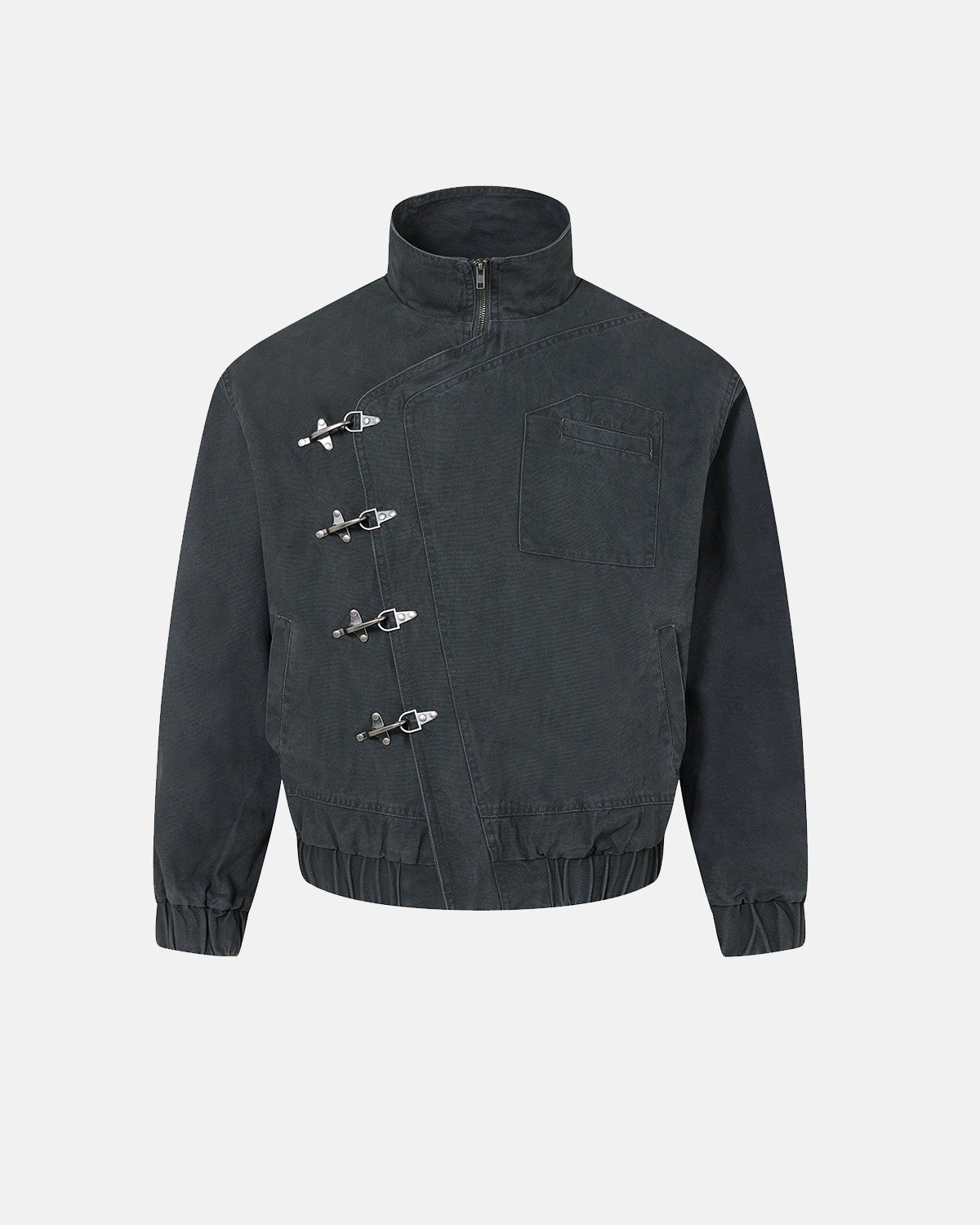 TALISHKO Washed Metal Clasp Boxy Jacket