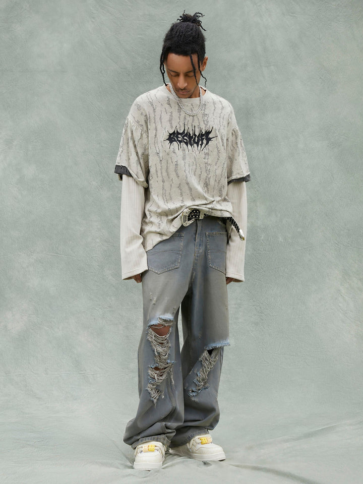 TALISHKO - Washed Ripped Jeans With Reverse Slip Pockets, streetwear fashion, talishko.com