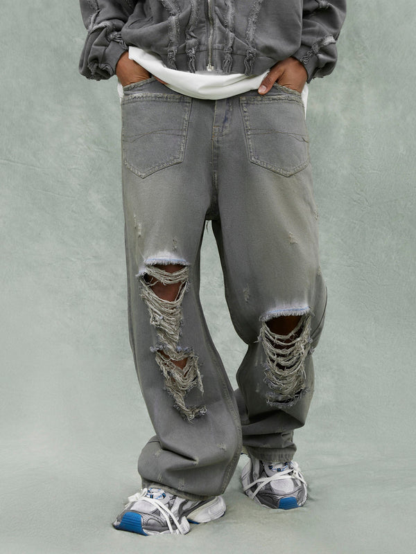 TALISHKO - Washed Ripped Jeans With Reverse Slip Pockets, streetwear fashion, talishko.com