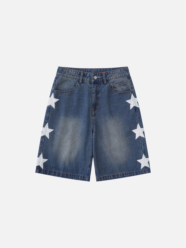 TALISHKO - Washed Star Print Jorts - streetwear fashion, outfit ideas - talishko.com