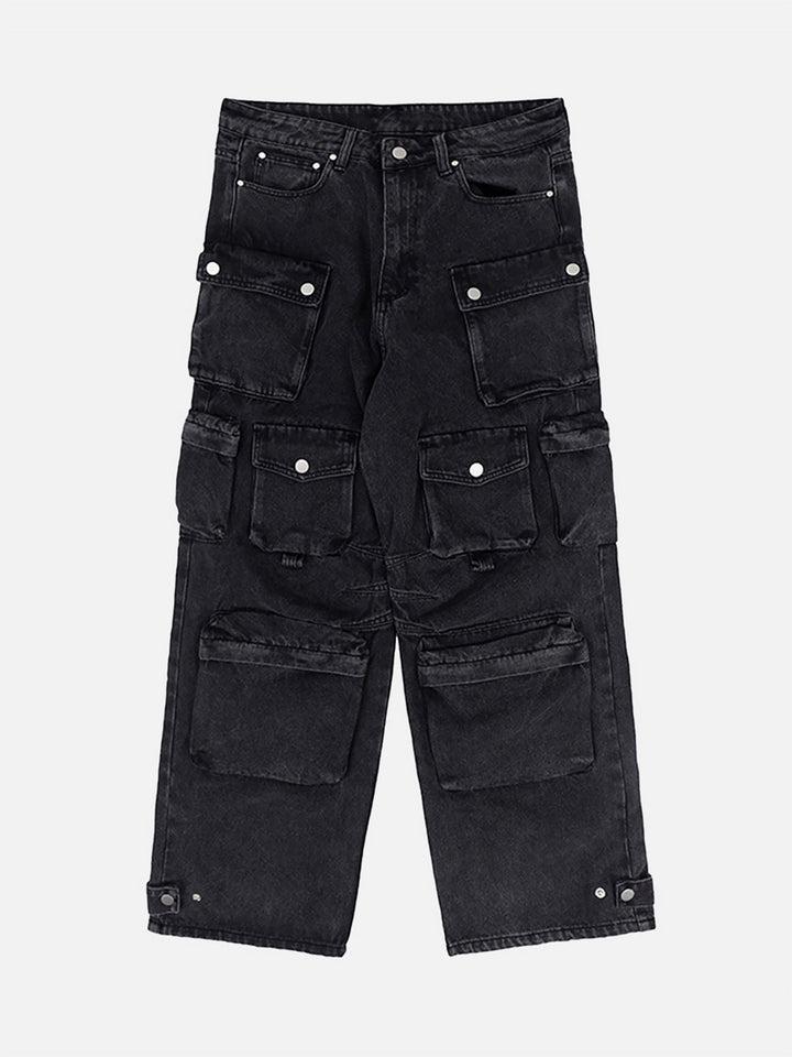 TALISHKO - Wasteland Style Washed Distressed Thickened Pocket Cargo Trousers, streetwear fashion, talishko.com