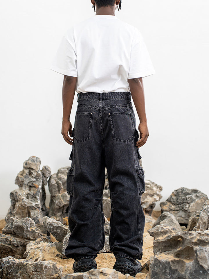 TALISHKO - Wasteland Style Washed Distressed Thickened Pocket Cargo Trousers, streetwear fashion, talishko.com