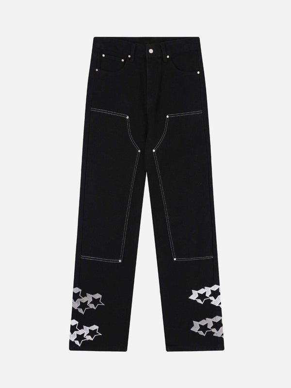 TALISHKO - Willow Nail Star Embroidered Jeans, streetwear fashion, talishko.com