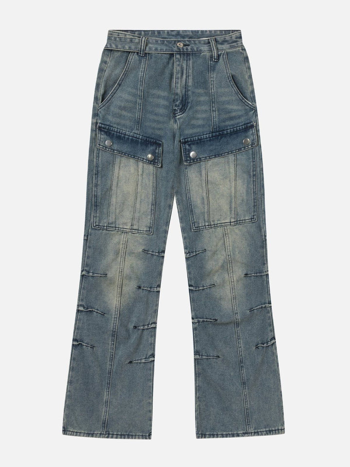 TALISHKO - Wrinkle Washed Big Pocket Jeans, streetwear fashion, talishko.com