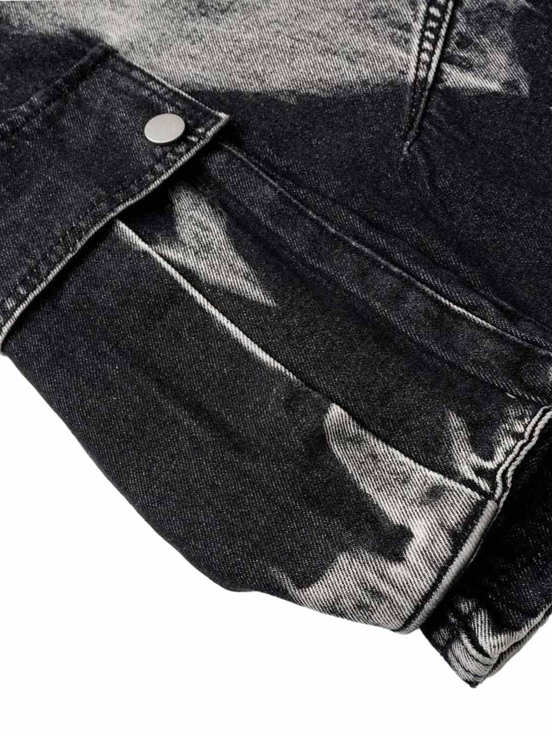Zoomed-in texture of TALISHKO tie-dye cargo jorts, highlighting unique fabric details.