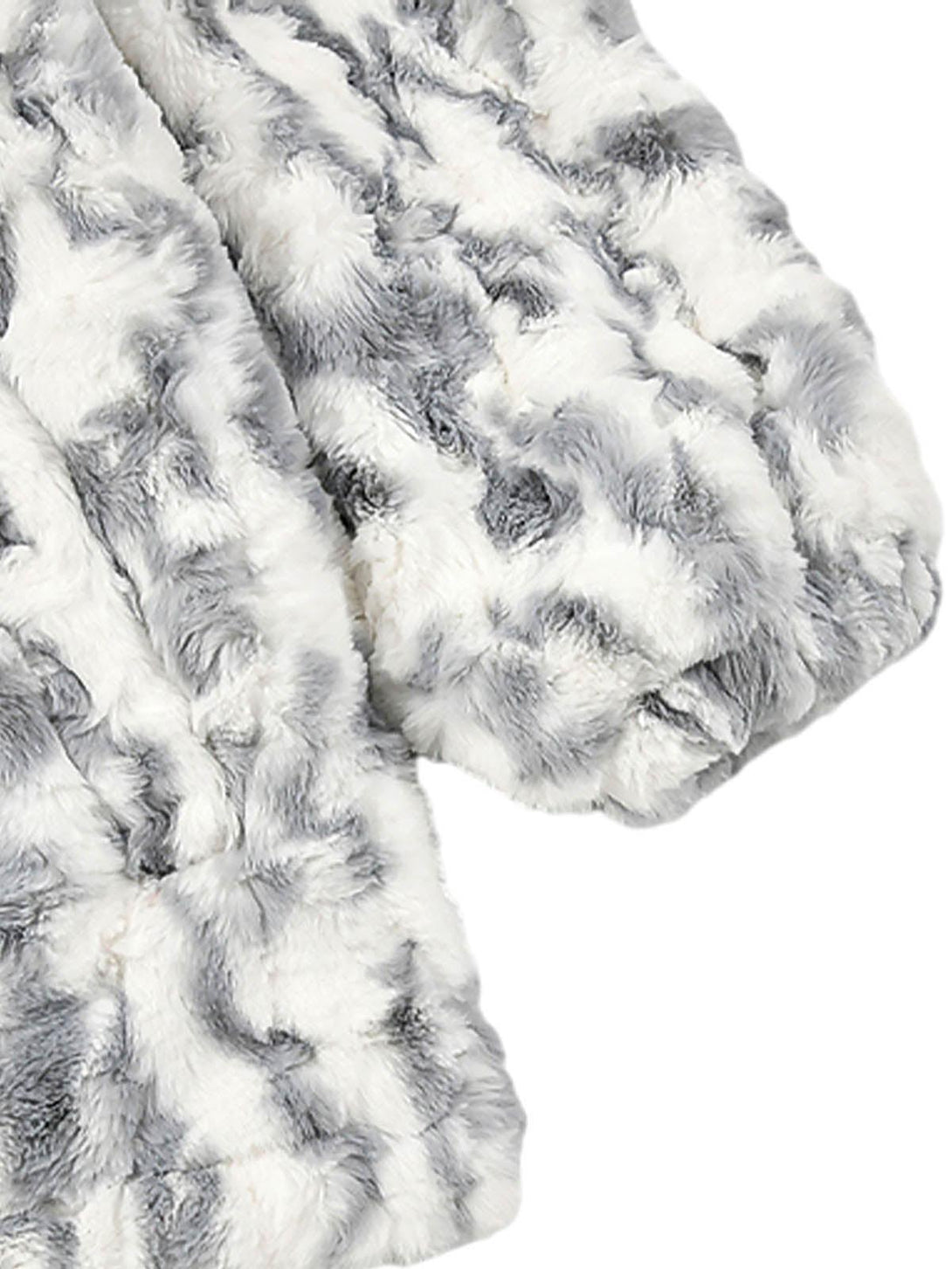 Intricate look at the gray tie-dye sherpa jacket texture by TALISHKO, featuring plush softness.