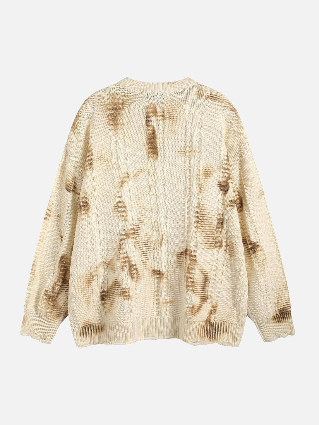 Back view of tie-dye sweater by TALISHKO, featuring a relaxed, earthy pattern and cozy fit.