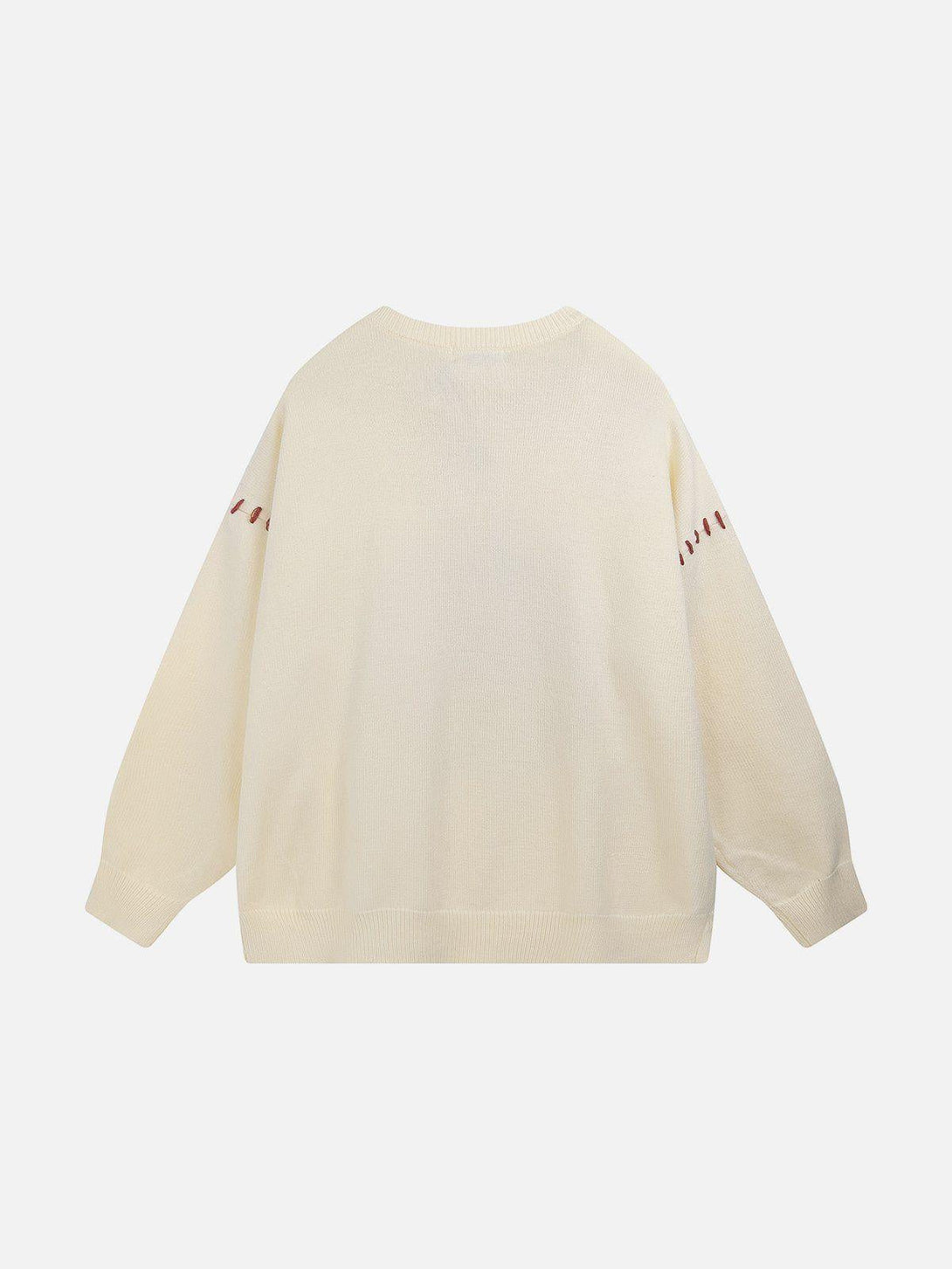 Back view of TALISHKO sweater showcasing a minimalist design with subtle tomato accents.