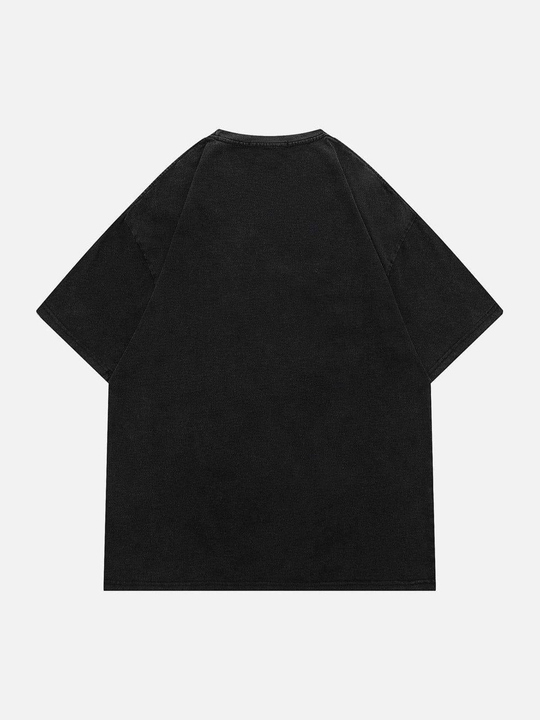 Back view of a black tee by TALISHKO, highlighting its simple design and relaxed fit.