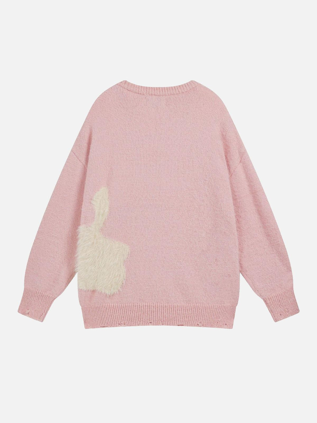 Back view of a pink leisure sweater with a whimsical dog design by TALISHKO.