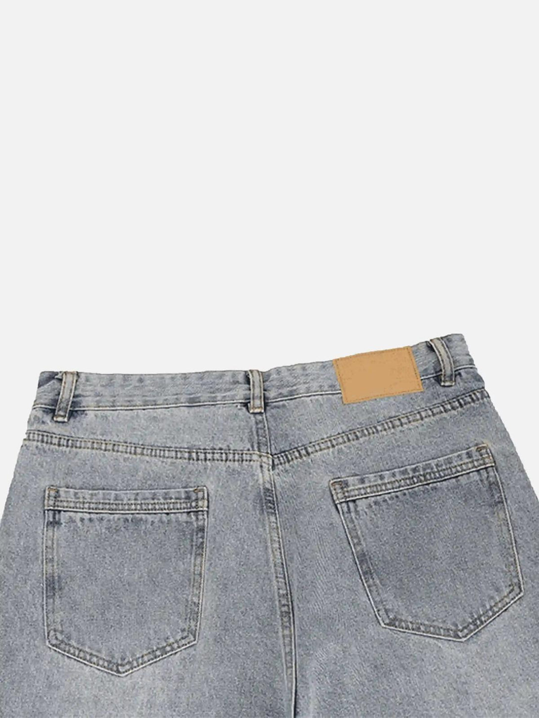 Back view of TALISHKO vintage distressed jeans, highlighting timeless design and casual appeal.