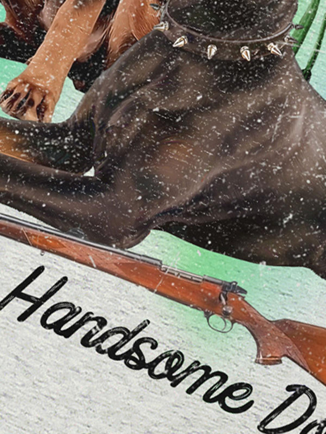 TALISHKO vintage Doberman print T-shirt featuring intricate design details with a snowy effect.