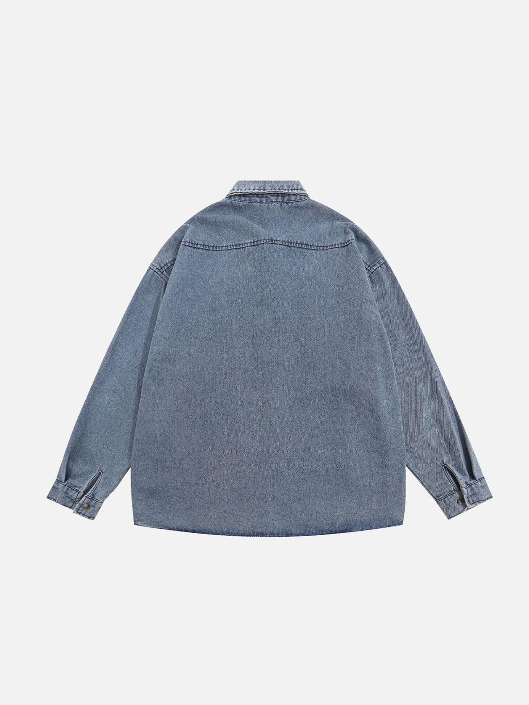 Back view of a blue vintage cowboy shirt by TALISHKO, highlighting classic denim style.
