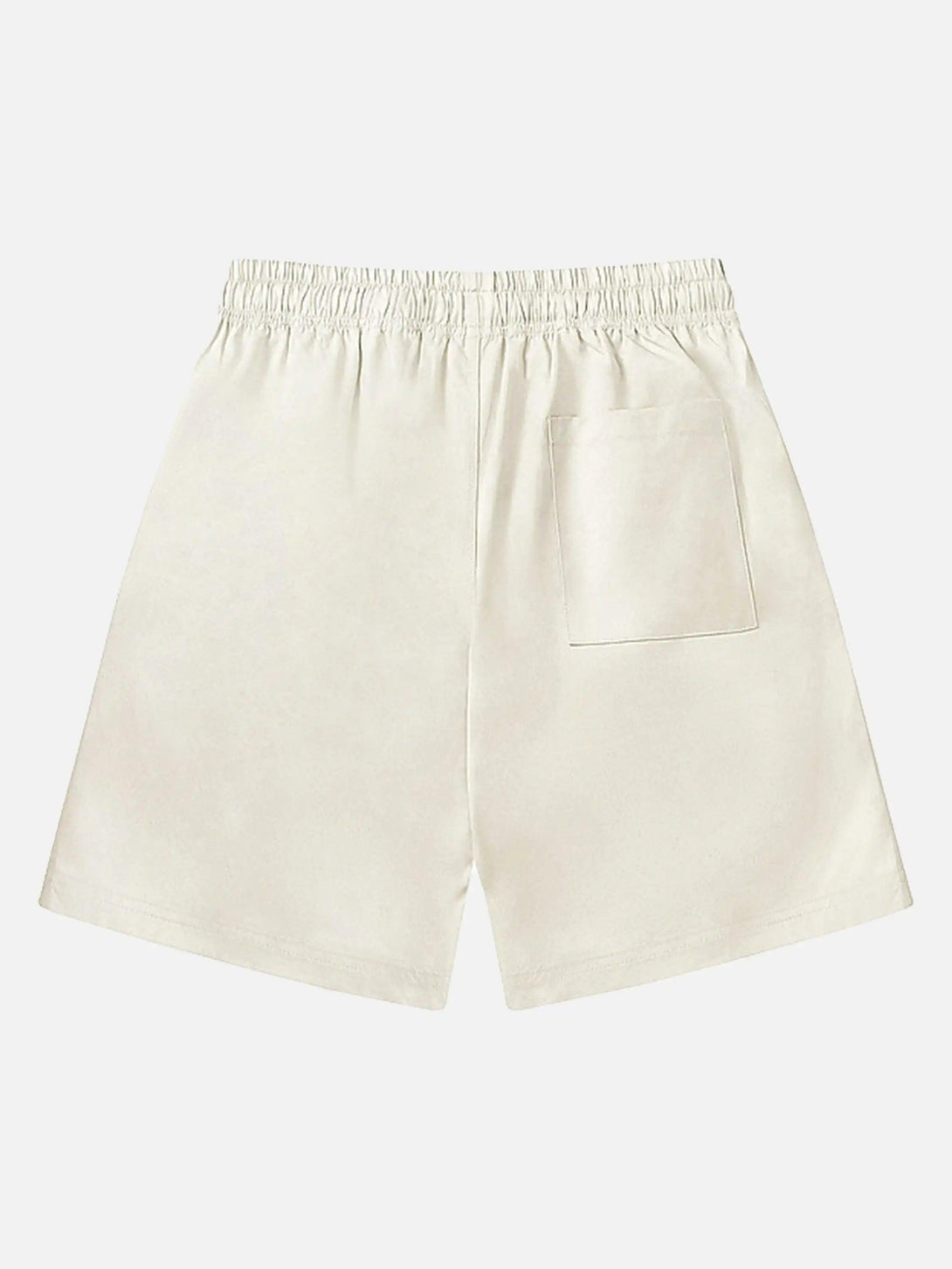 Back view of TALISHKO vintage shorts in cream, featuring an elastic waistband and pocket detail.