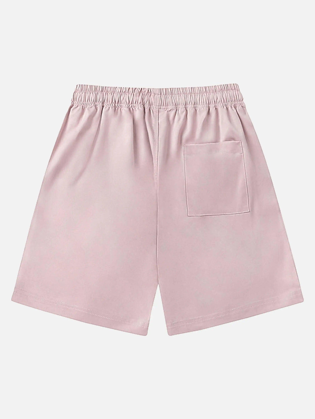 Back view of pink TALISHKO vintage shorts with elastic waistband and a single pocket detail.