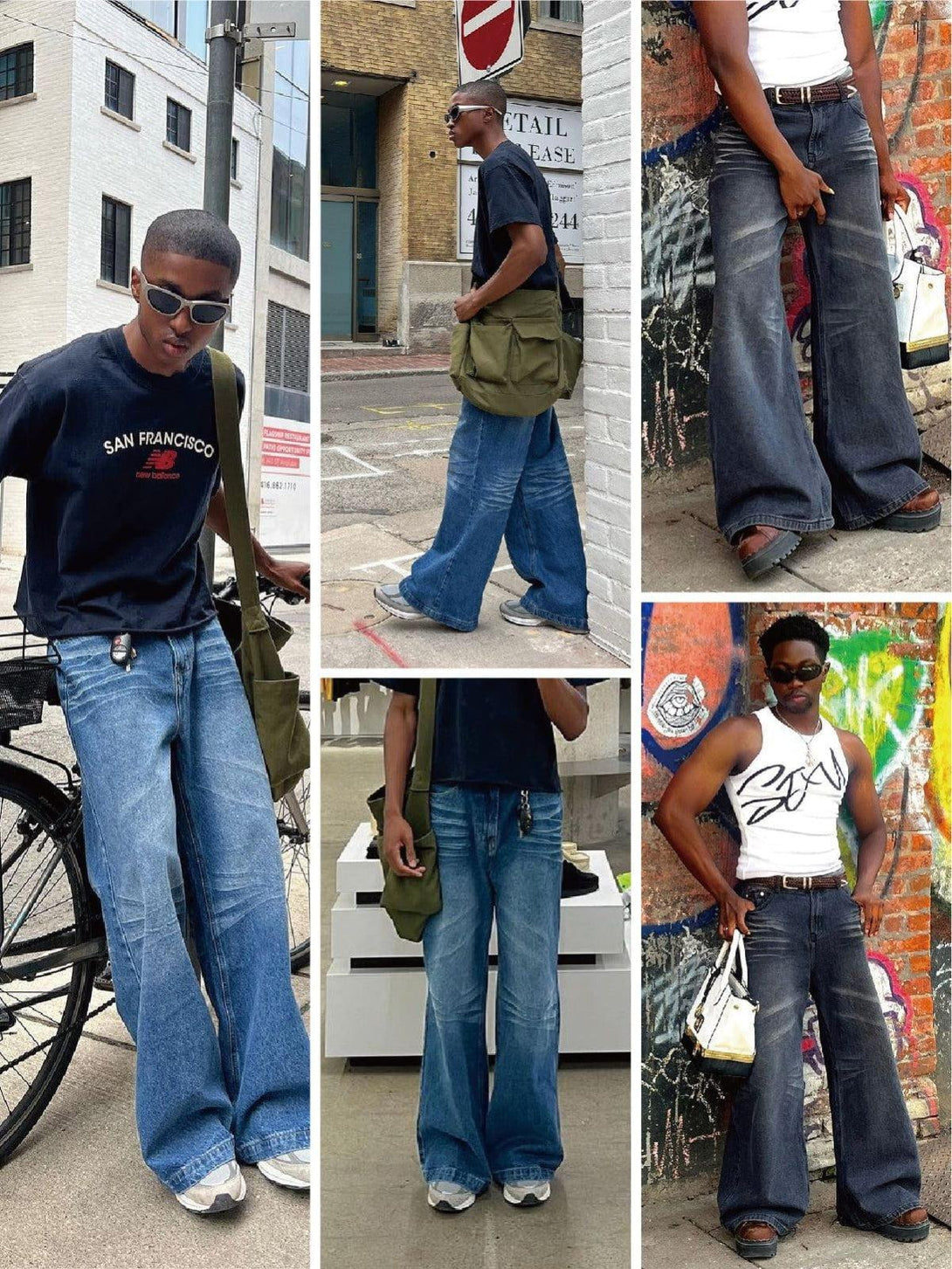Vintage folds loose jeans by TALISHKO styled in a casual street look with flair.