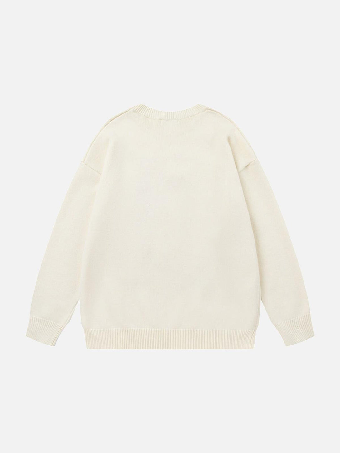 Back view of a cream sweater by TALISHKO showcasing a minimalist and relaxed fit.