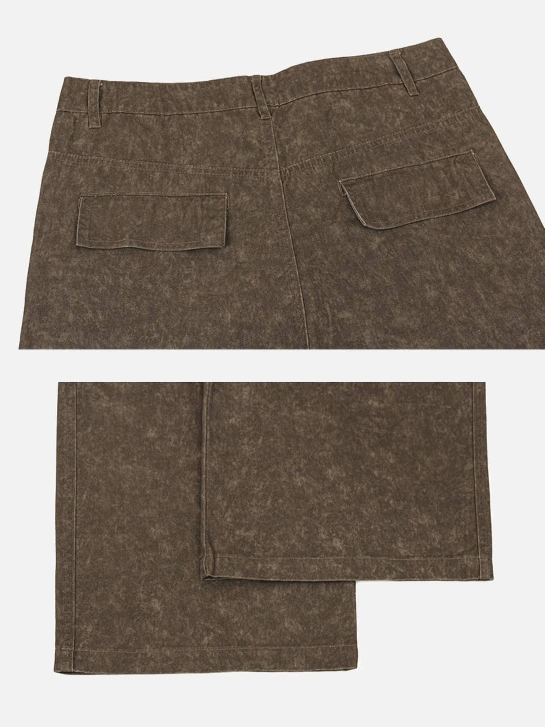 Back view of TALISHKO's vintage pants, highlighting large pockets and a streetwear vibe.