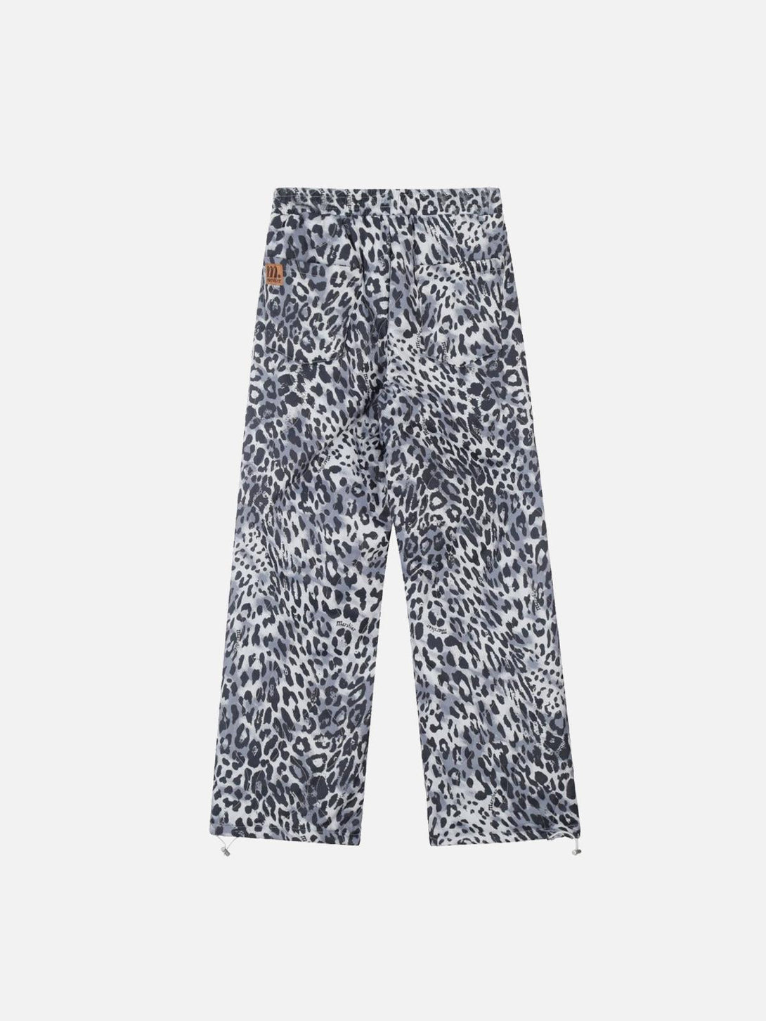 Back view of leopard print sweatpants by TALISHKO, highlighting a vintage-inspired design.