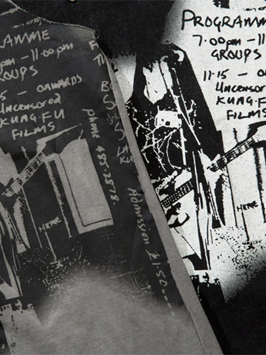 Intricate look at TALISHKO's vintage hip-hop tank top design with bold graphic elements.