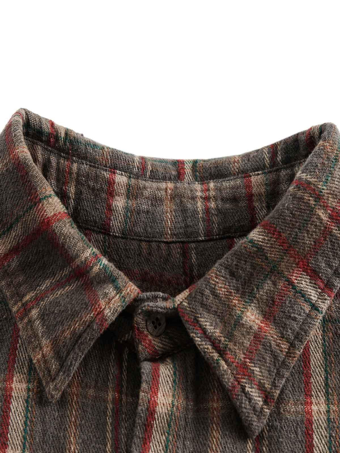 A detailed look at the vintage plaid tie-dye collar by TALISHKO, showcasing texture and style.