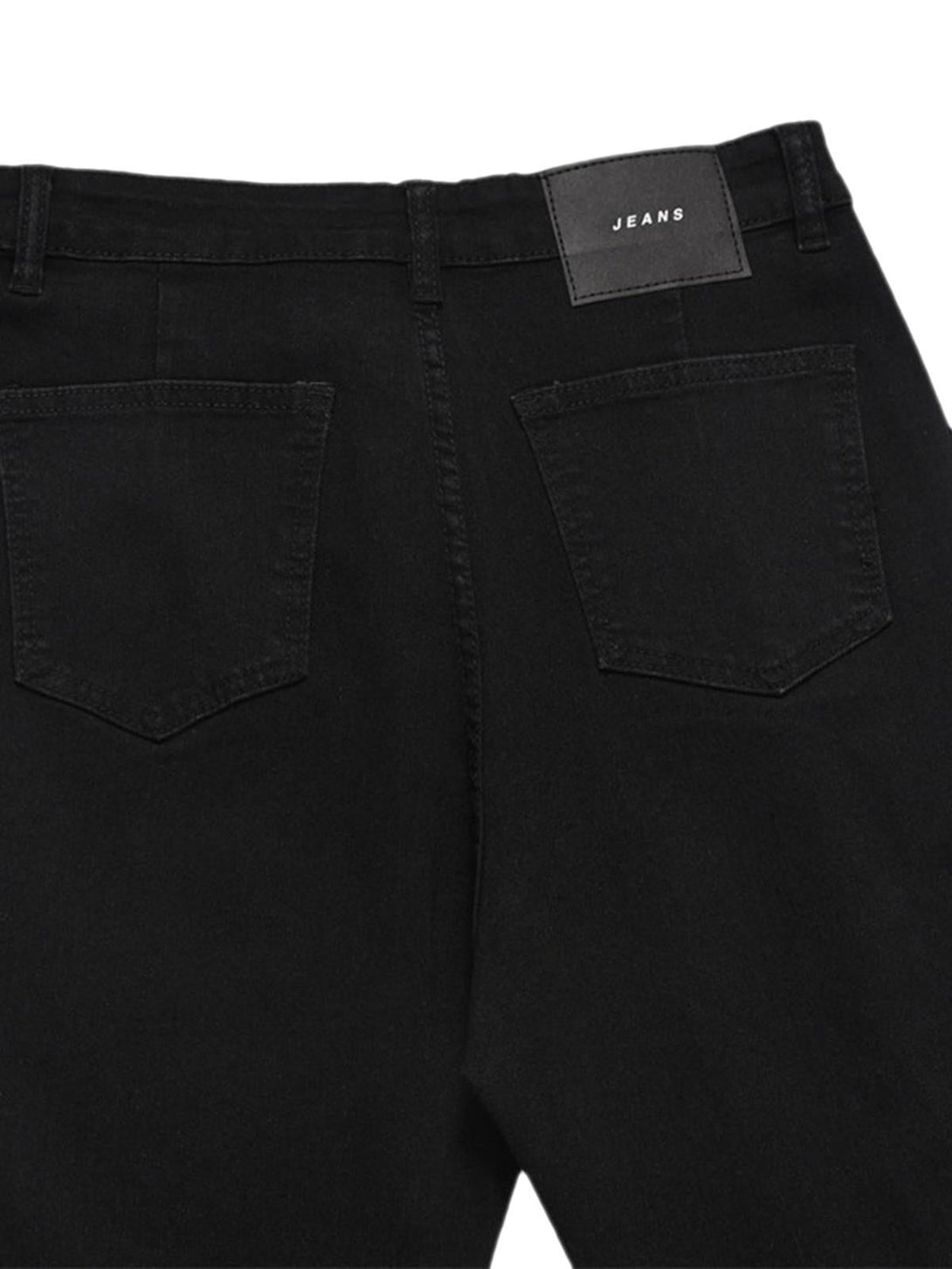 Back view of TALISHKO's vintage flared jeans highlighting rough edges and classic pockets.