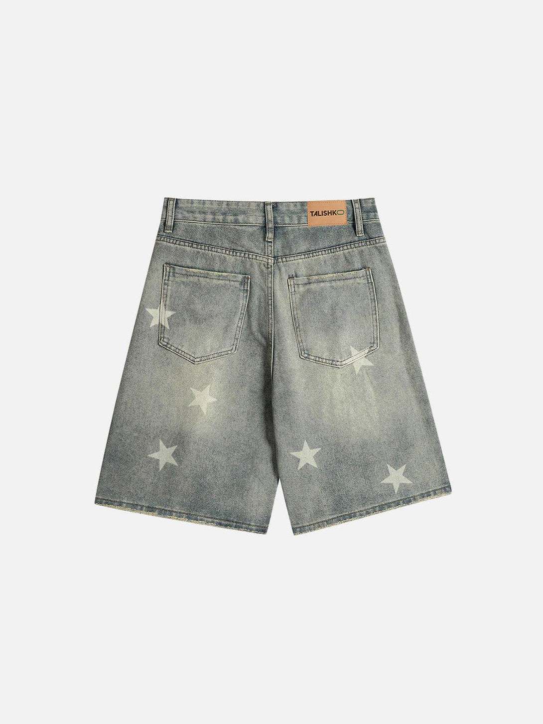 Back view of TALISHKO vintage star jorts, showcasing a playful star pattern on denim.