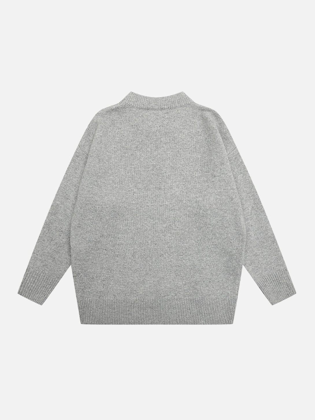 Back view of gray vintage sweater by TALISHKO featuring a cozy, relaxed fit.