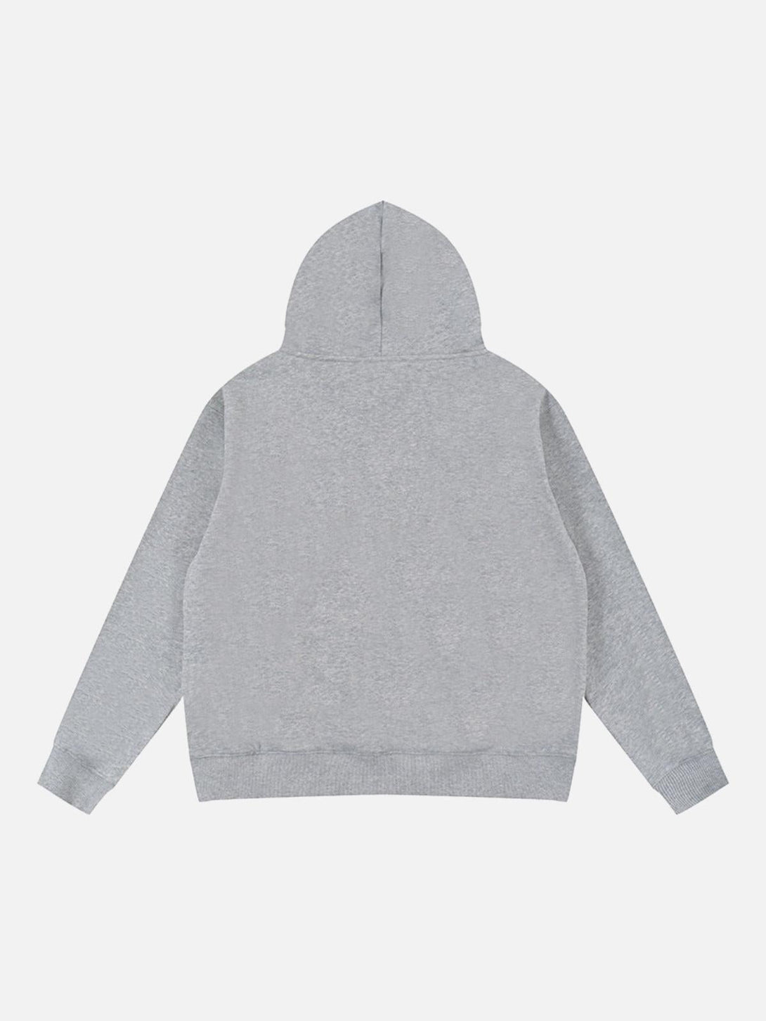 Back view of gray hoodie by TALISHKO, showcasing a minimalistic and relaxed design.