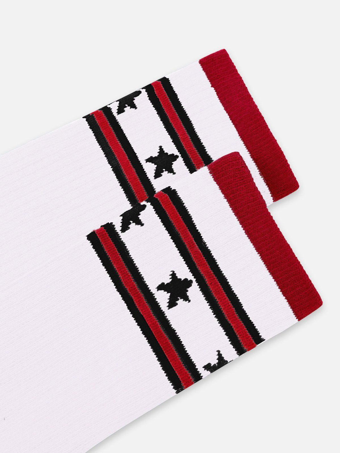 TALISHKO socks with vintage star and stripe design, featuring bold red accents for a retro vibe.
