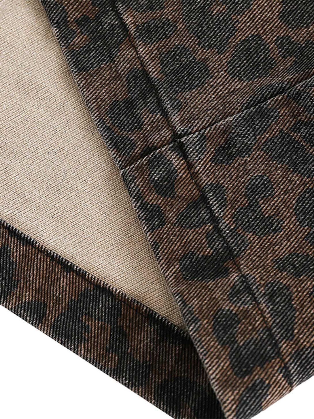 Texture and pattern showcased on a vintage washed cheetah denim jacket by TALISHKO.