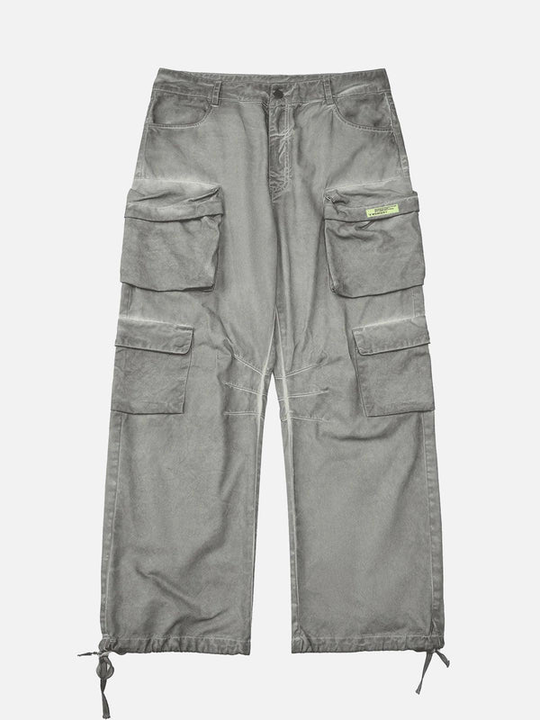 TALISHKO vintage-style multi-pocket work pants in gray, showcasing a functional design.